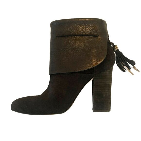 Sigerson Morrison Black Ferg Leather Suede Booties - Picture 12 of 13
